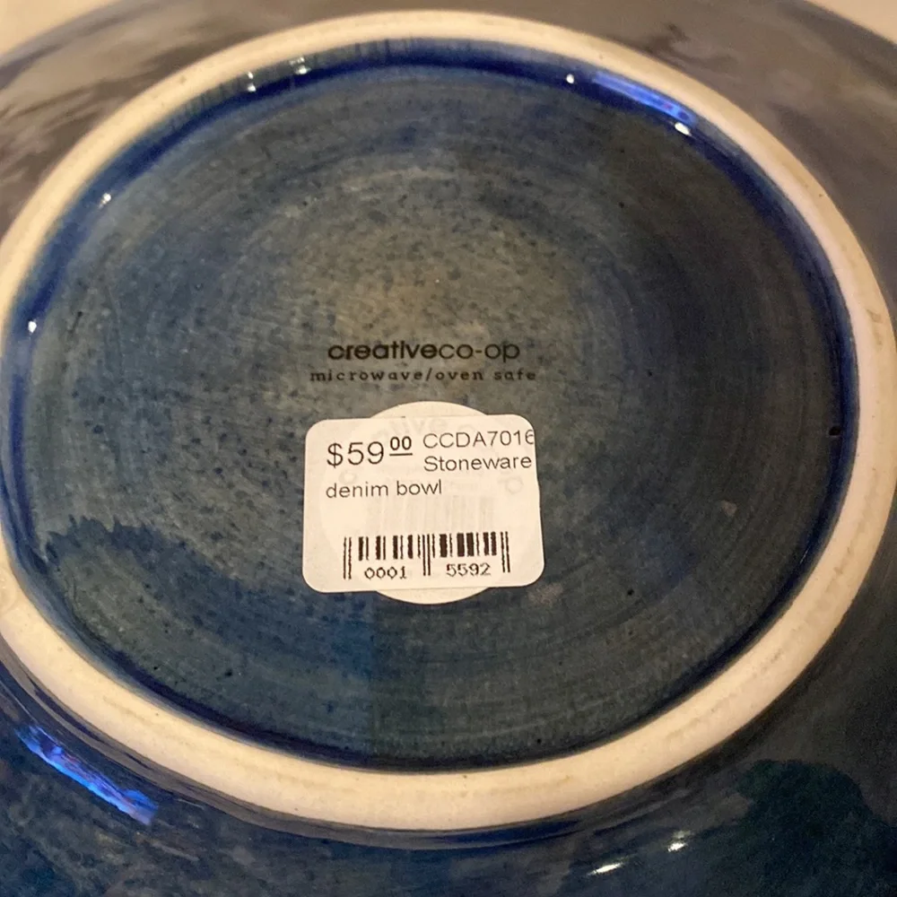 ~Creative Co-op~ Denim Blue Stoneware Bowl